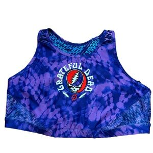 Peloton With Limited Edition Grateful Dead Sports Bra Purple Blue Tie Dye Boho